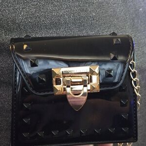 Kendall & Kylie Black Mini Bag with Gold Hardware